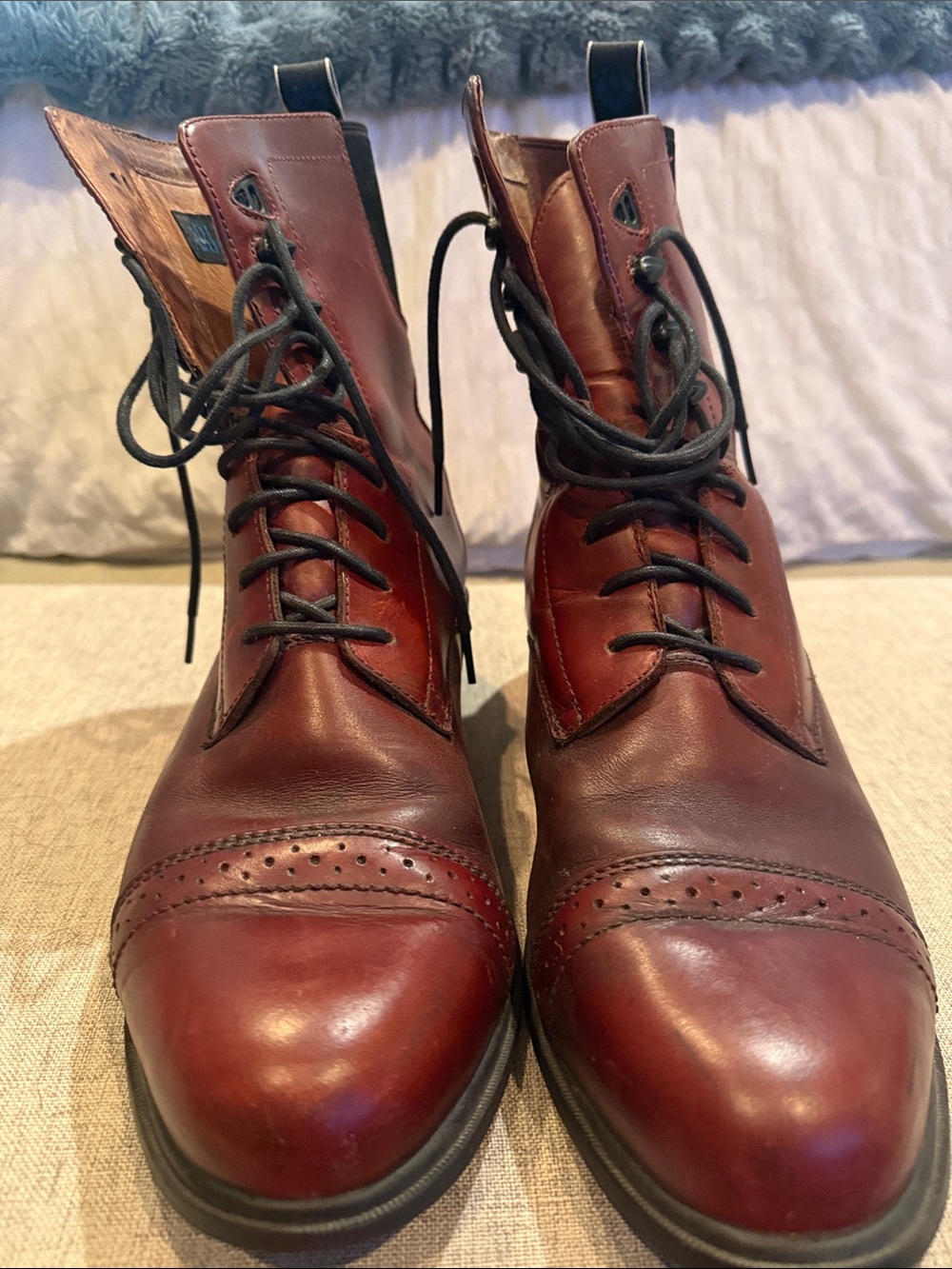 Ariat Cherry Red Leather Lace-Up Brogue Boots